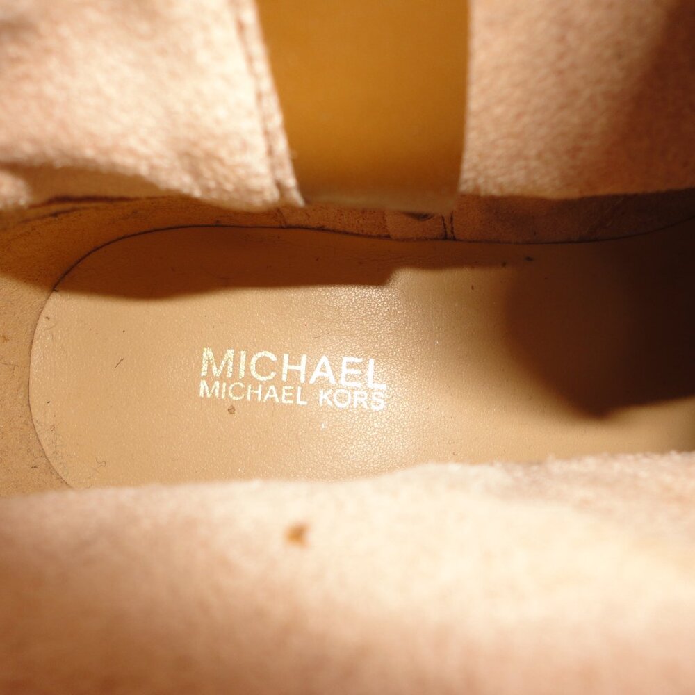 MICHAEL KORS "Khloe" Brown Suede Chunky Combat Boots with Gold Trim Size 7.5 - Picture 7 of 9